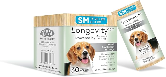 Yummy Combs Longevity15 – C15:0 – Fatty Acid Health Supplement for Dogs – Healthy Pet Supplies – for Small Dogs, 1 Pack