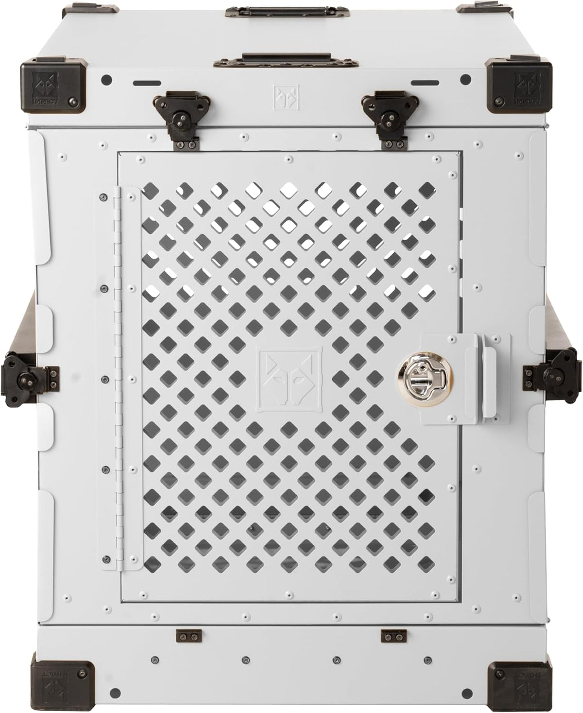 Impact Collapsible Dog Crate - Foldable Hard Crate for Intermediate Dogs - Heavy Duty Travel Kennel with Powder-Coated Aluminum - Quick Setup for Indoor & Outdoor (White, 34" (34.5" L x 23" W x 29" H)
