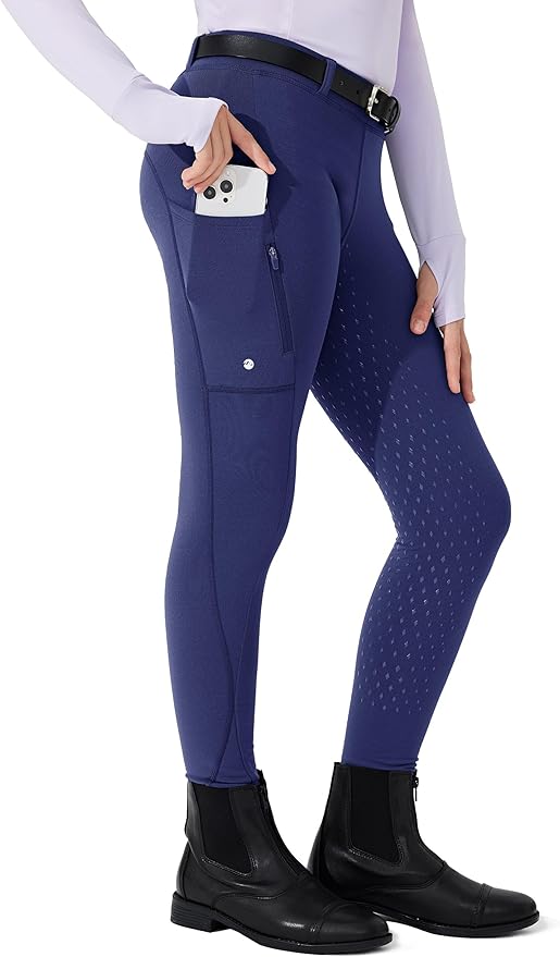 Willit Girls Fleece Horse Riding Pants Equestrian Breeches Kids Winter Riding Tights Thermal Schooling Tights