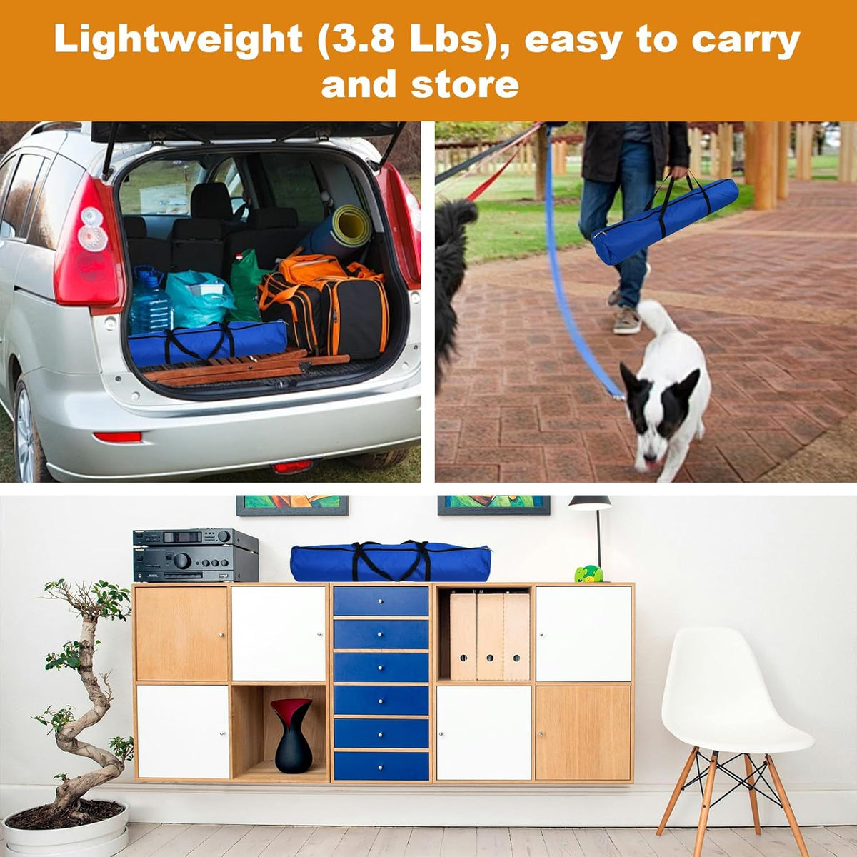 Dog Agility Equipment, 2 in 1 Dog Obstacle Course Training Starter Kit Adjustable Jump Ring/Hurdle Bar with Carry Bag