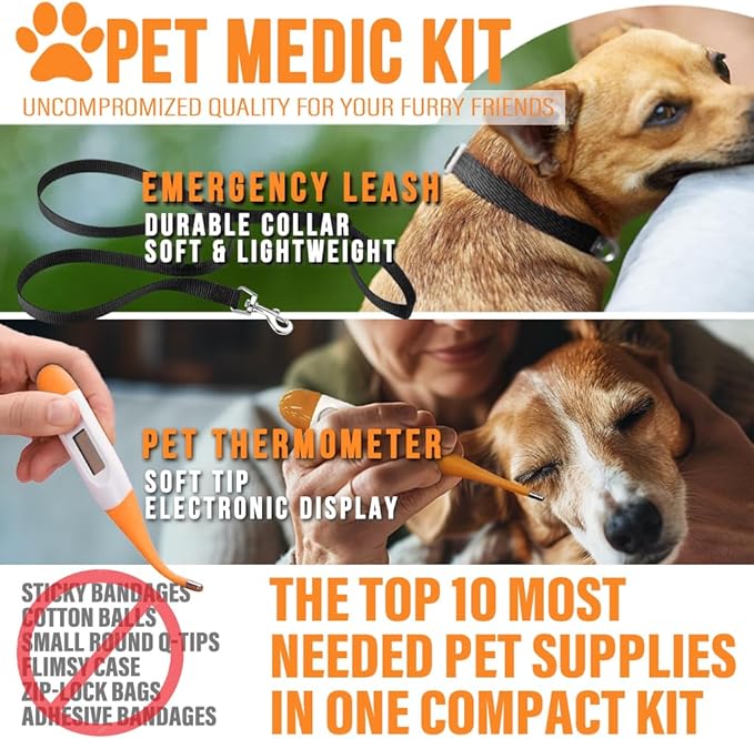 EVERLIT Pet Medic First Aid Kit | Vet-Approved Animal Care Kit with 95 Pcs Medical, Outdoor & Emergency Supplies to Treat Dogs, Cats | Travel-Friendly Compact Bag for Home, Car and Travel (Blue)