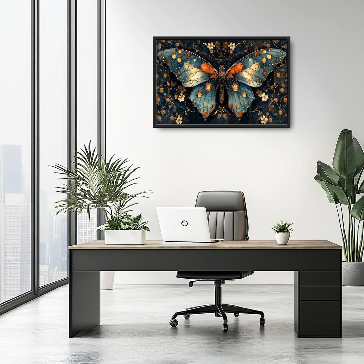 Large Butterfly Wall Art for Living Room, Butterfly Canvas Oversized Wall Decor, Floral Aesthetics Framed Pictures Painting Print Artwork for Bedroom Office 36L" x 24W"