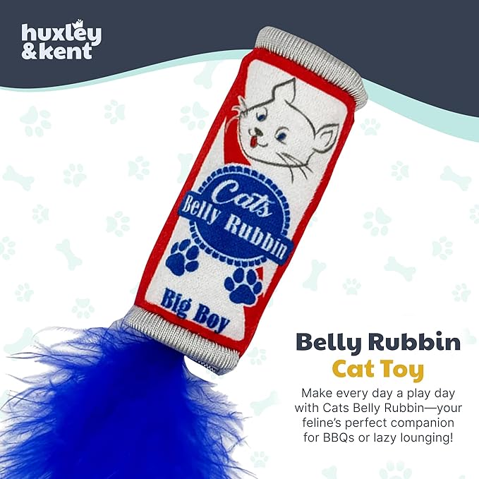 Huxley & Kent Plush Cat Toy - Interactive Catnip Toy for Cats & Kittens - Soft Kitty Toy with Crinkle & Catnip - Fun Indoor Play Toy - Belly Rubbin