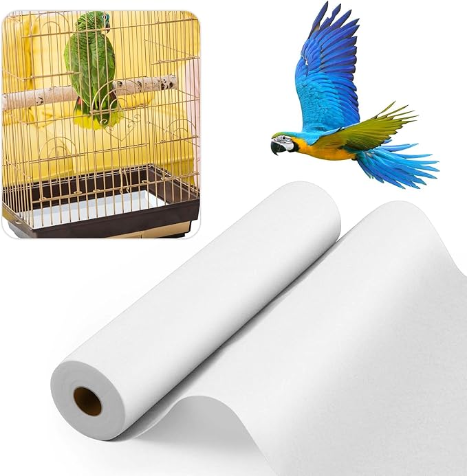 100 ft x 18 Inch Bird Cage Liner Disposable Parakeet Cage Liners Precut Absorbent Bird Paper Accessories for Pet Animal Parrot (White)