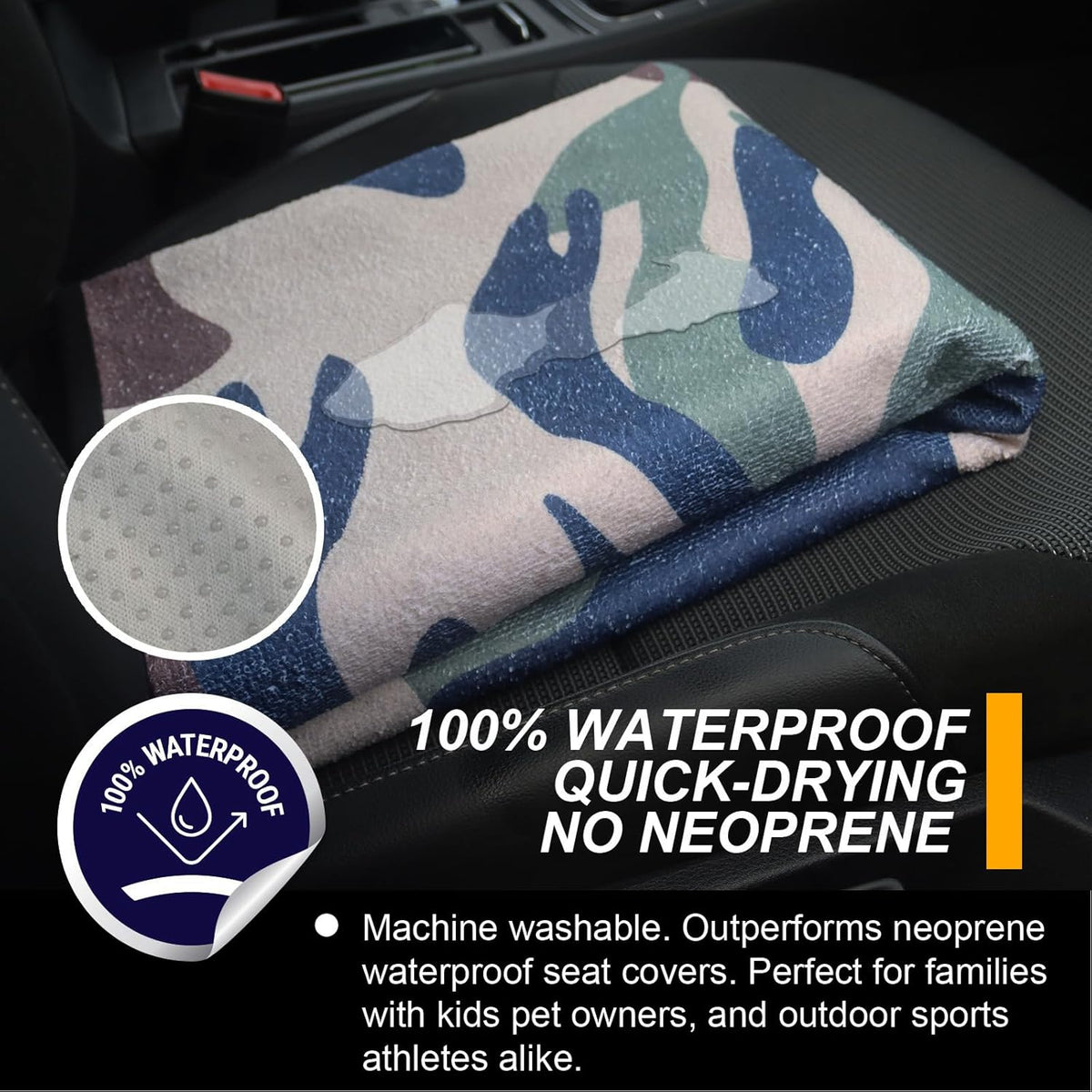 Back Seat Cover for Car Trucks Van SUV,Waterproof Rear Bench Towel Seat Covers for Dogs and Kids,Automotive Backseat Protector (Camouflage)