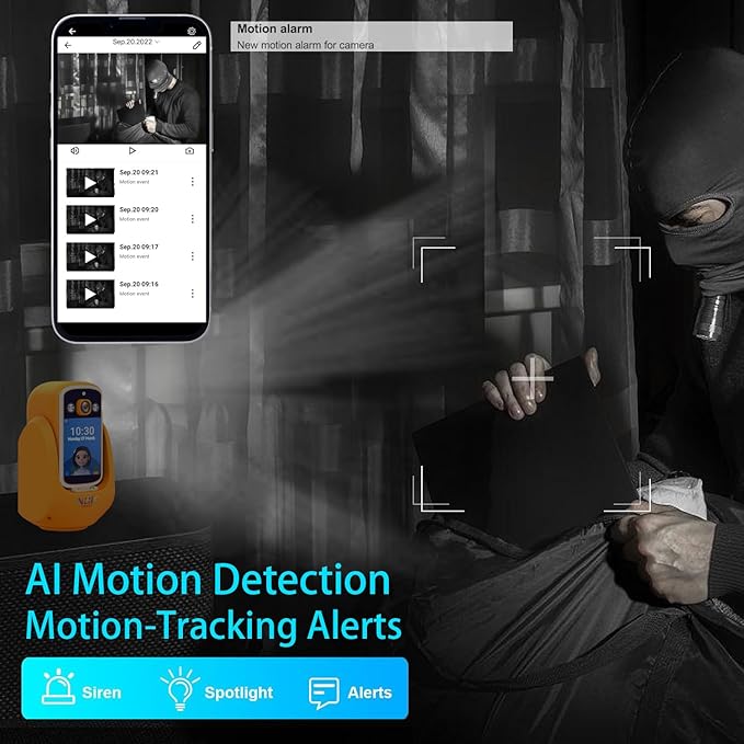 2 Way Camera Audio/Video,2.8''Screen Pan/Tilt WiFi AI Motion Detection for Baby/Pet/Puppy/Cat/Dog,Facetime Nanny Cam Voice with Phone APP Video Calling Devices for Elderly Indoor,Orange