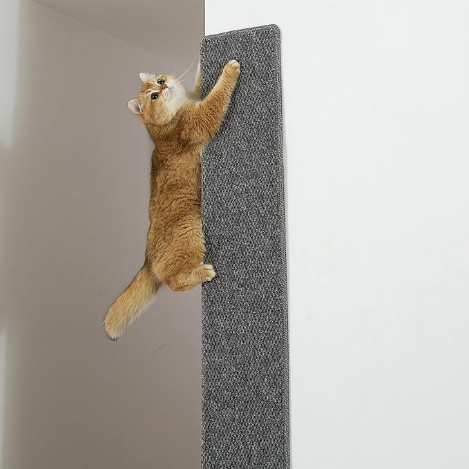 SHENGOCASE Thickened Cat Wall Corner Climbing Carpet, Cat Wall Furniture, Wall Corner Scratcher, Scratching Post (Gray), Grey