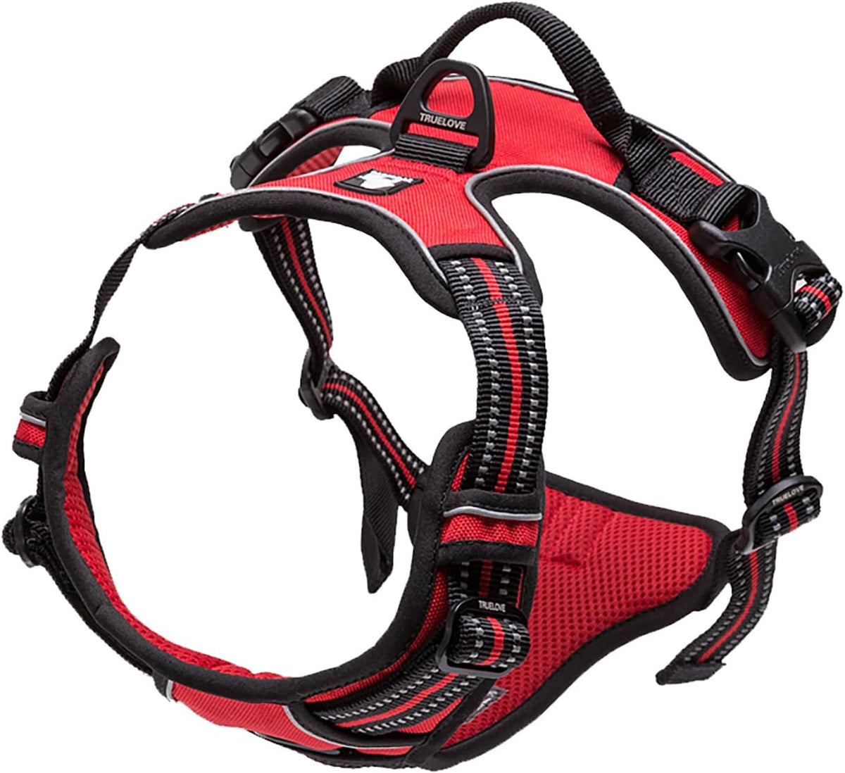 TRUE LOVE Adjustable No-Pull Dog Harness Reflective Pup Vest Harnesses Comfortable Control Brilliant Colors Truelove TLH5651(Red,M)