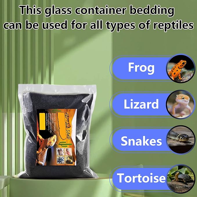 BNOSDM Reptile Sand Bearded Dragons Substrate Sands Lizard Terrarium Bedding Desert Blend for Snakes Geckos Chameleon Tortoise Frogs Scorpion Invertebrates Amphibian 2.2lb (Black)