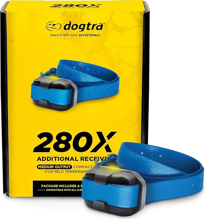 Dogtra 280X E-Collar Additional Receiver 10 lbs+, 1/2 Mile Range, LED Light, 100 Levels of Precise Control for Stubborn Dogs, Waterproof, Boost for Quick Recall, Vibration, Safety Lock & Tone