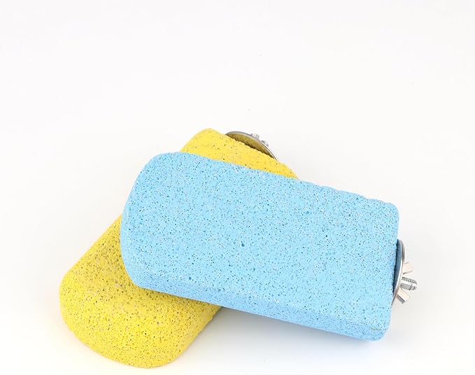 Wontee Bird Chewing Toys Grinding Beak Bird Perch Stand for Budgies Parakeets Cockatiels Lovebirds Conures Rats Squirrels, 2 Packs (Yellow+Blue)