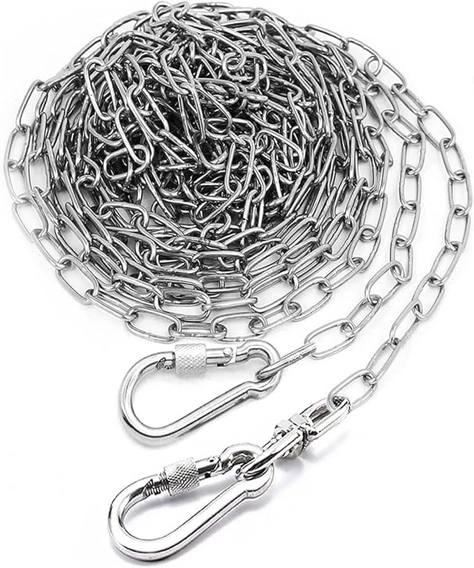 25ft Dog Chains for Outside - Heavy Duty Tie Out Chain Leash Great for Small to Large Dogs Up to 200Lbs - Chew Proof Long Chain for Yard Camping or Travel