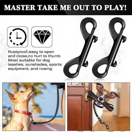 Hotop 30 Pcs 3.5 Inch Double Ended Bolt Snaps Hooks Zinc Alloy Trigger Chain Metal Clips Key Holder for Linking Key Chain Dog Leash Collar Pet Sling Feed Buckets(Black)