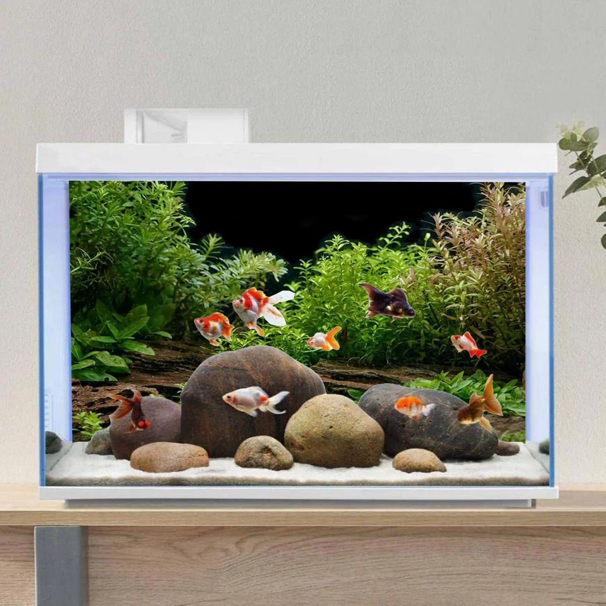 AWERT Aquarium Background River Bed & Lake Aquatic Plant Fish Tank Background Vinyl 48x18 inches