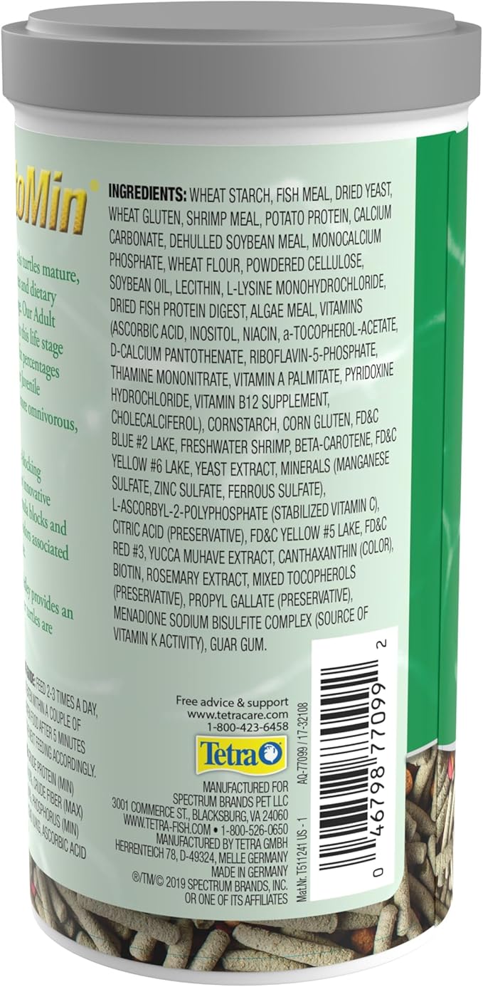 Tetra TetraFauna PRO ReptoMin Pro Sticks Adult Turtle Formula Daily Diet for Aquatic Turtles, 8.11 oz