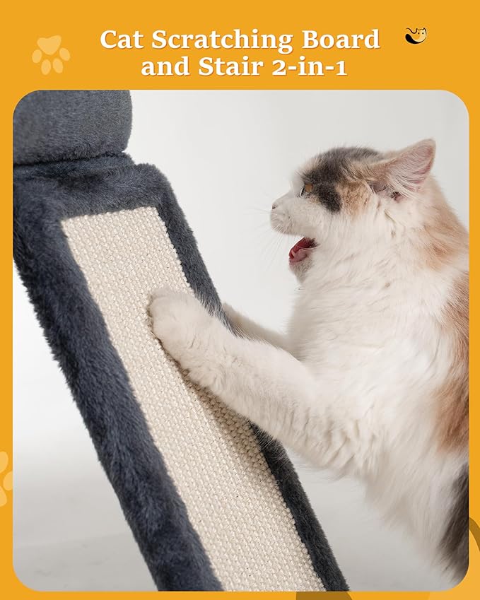 14‘’ Cat Tree Tower with Scratching Post, 20 * 16.5in Perch Bed for Large Adult Cats, Condo Cave for Indoor Small Medium Kittens, Dark Gray