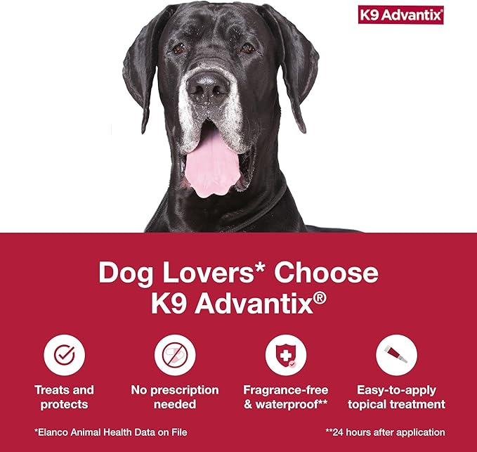 K9 Advantix Flea, Tick & Mosquito Prevention for Dogs Over 55 lbs. | Flea Drops for Extra Large Dogs | Apply Monthly | 2 Treatments