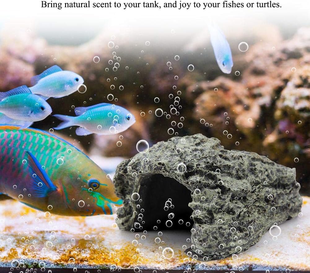 AMONIDA Elegant Aquarium Ornament Freshwater Ornament, Fish Hiding Cave Turtle Hideout Cave Reptile Basking Hide Habitat Aquarium Decoration Accessories,3 Optional Sizes (S)