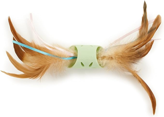 SmartyKat Flutter Roller Feather & Ribbon Chase Cat Toy - Green, One Size