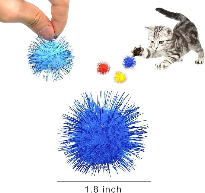 Andiker Cat Crinkle Balls, 2.36 Inches Colorful Cat Balls Chew and Chase Cat Mylar Crinkle Balls Lightweight Cat Toys for Indoor Cats to Keep Fit and Active (100pc)