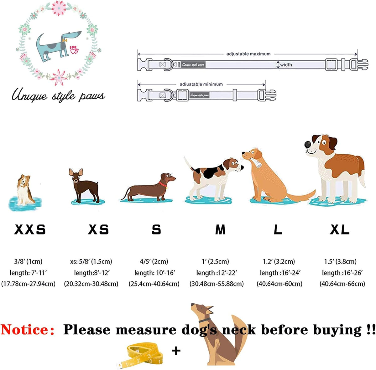 Unique style paws Halloween Dog Collar with Flower Tie Cotton Adjustable Puppy Collar for Small Medium Large Dogs-M
