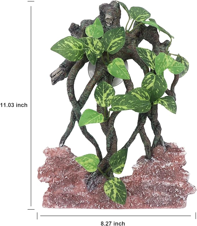 AQUA KT Reptile Climb Tree Branch Rock Background Decoration with Suction Cup for Terrarium Amphibian Lizard Snake