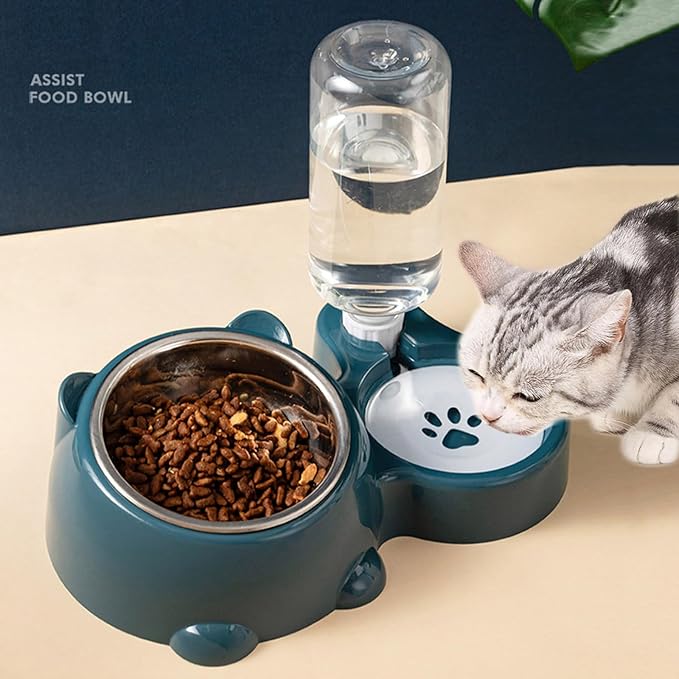 Pet Feeders and Water Dispenser,Removable Stainless Steel Bowl and Automatic Water Dispenser,Pet Feeder and Waterer,for Cats&Dogs