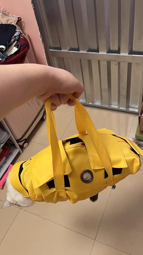 HDKUW Cat Grooming Bag,Foldable Travel Carrier for Cats,Anti-Bite Anti-Scratch Cat Grooming Restraint Bag,Pet Carrier for Administering Eye Drops,Ear Cleaner,Clipping Nails Yellow M