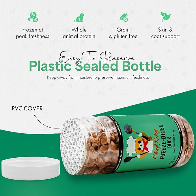 Freeze-Dried Duck Treats for Cats & Dogs – 100% Human Grade, Single Ingredient, High-Protein, Healthy Snack – No Additives or Preservatives – 1.5oz - Inspected & Tested in USA