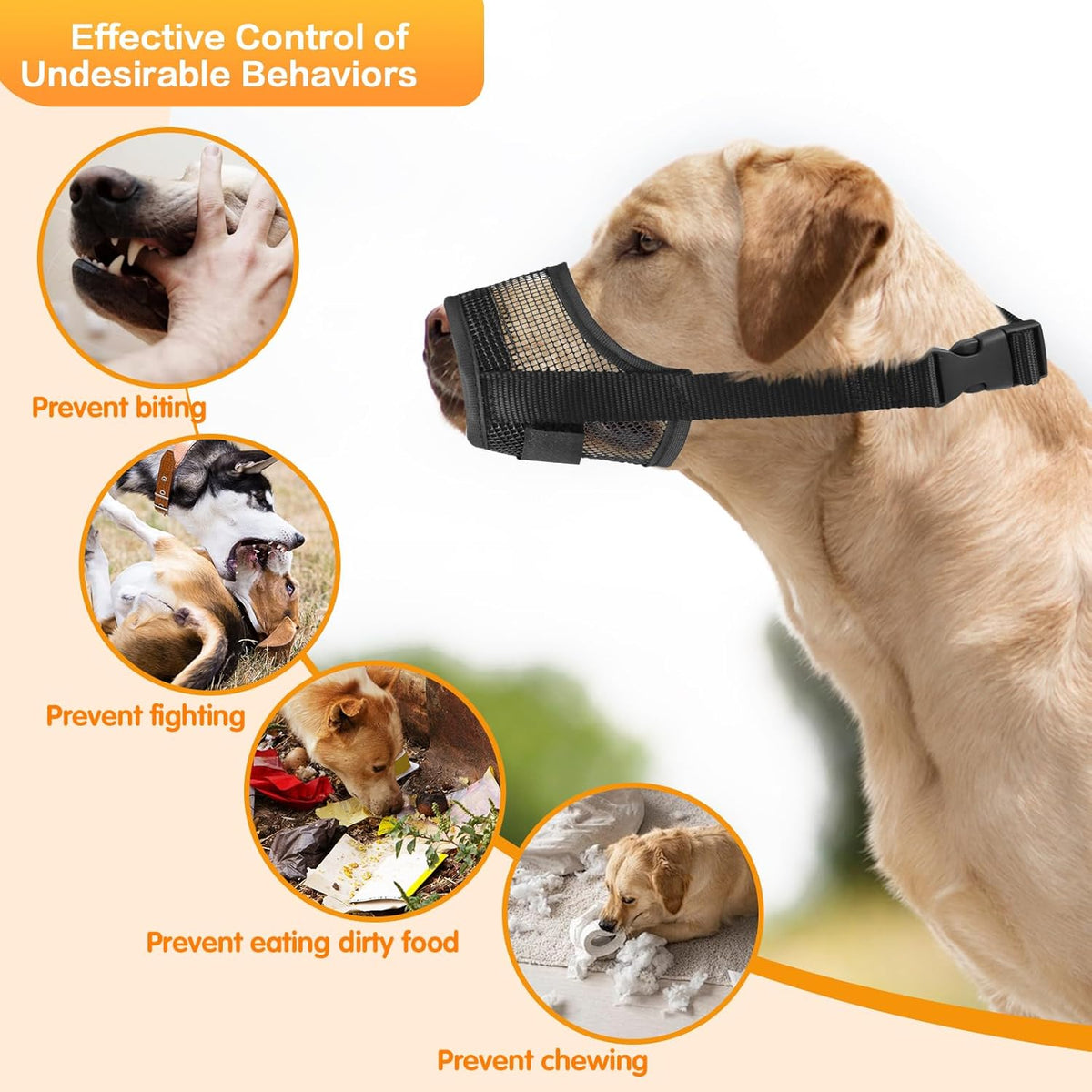 Dog Muzzle, Soft Mesh Muzzle for Small Dog Mouth Guard, Breathable Adjustable Puppy Muzzles to Prevent Biting, No Bark Muzzle for Dogs Allow Panting Drinking (Black, S)