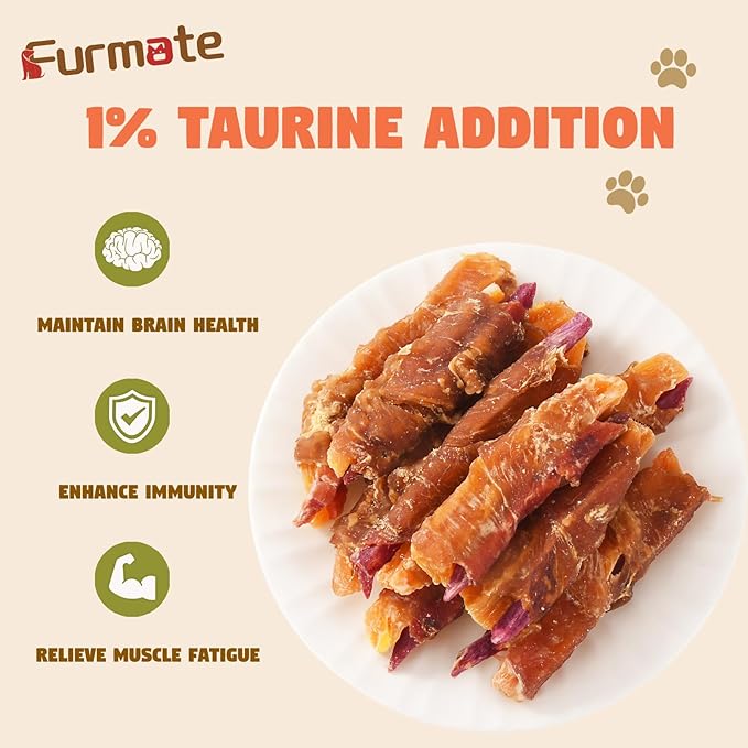 Chicken Jerky Wrapped Double Sweet Potato Dog Treats,Low Fat & Rawhide-Free & High Protein Dog Snacks,Orange & Purple Sweet Potato Soft Chews w/1% Taurine for Small Medium Large Dogs,10.58oz