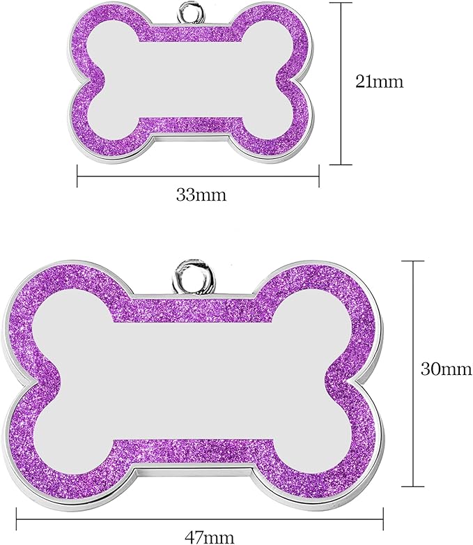Dog Tags Personalized for Pets Dog Name Tags Personalized Dog Tag Engraved with Any Name & Text Custom Dog ID Tags Glitter Bone ID Tag for Puppy Cat (Blue S, Bone)
