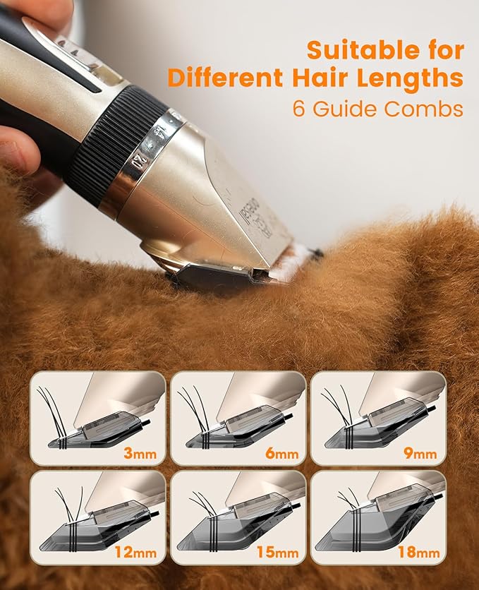 oneisall Dog Clippers and Paw Trimmer Kit 2 in 1 Low Noise Cordless Dog Clippers for Grooming Pet Hair Trimmers for Small and Large Dogs Cats Animals