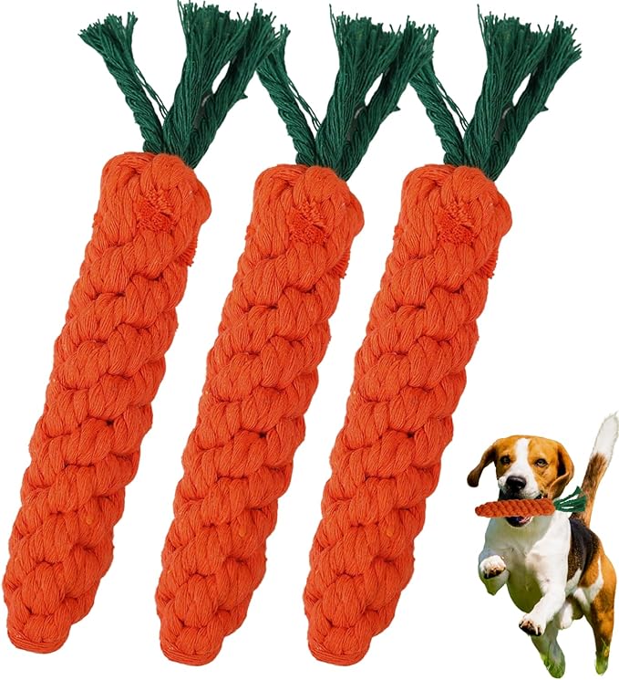 3PCS Orange Woven Pet Chew Set, Puppy Teething Chews, Dog Chew Treats, Cat Teething Playset, Safe Braided Chews for Pets, Durable & Interactive