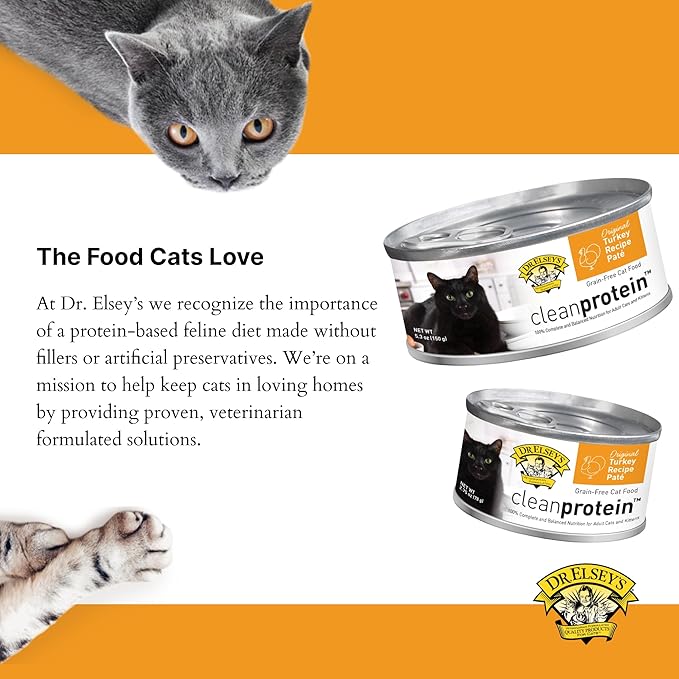 Dr. Elsey's cleanprotein Original Turkey Recipe Wet Cat Food, (Pack of 24), 2.75oz Cans