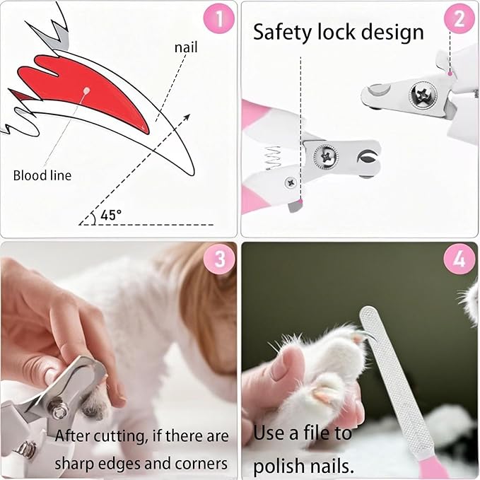 Zoocozy Cat Dog Pets Nail Clippers and Trimmers, Cat Grooming Supplies with Safety Guard, Avoid Overcutting, for Cat Dog Kitten Puppy Rabbit Guinea(Pink)