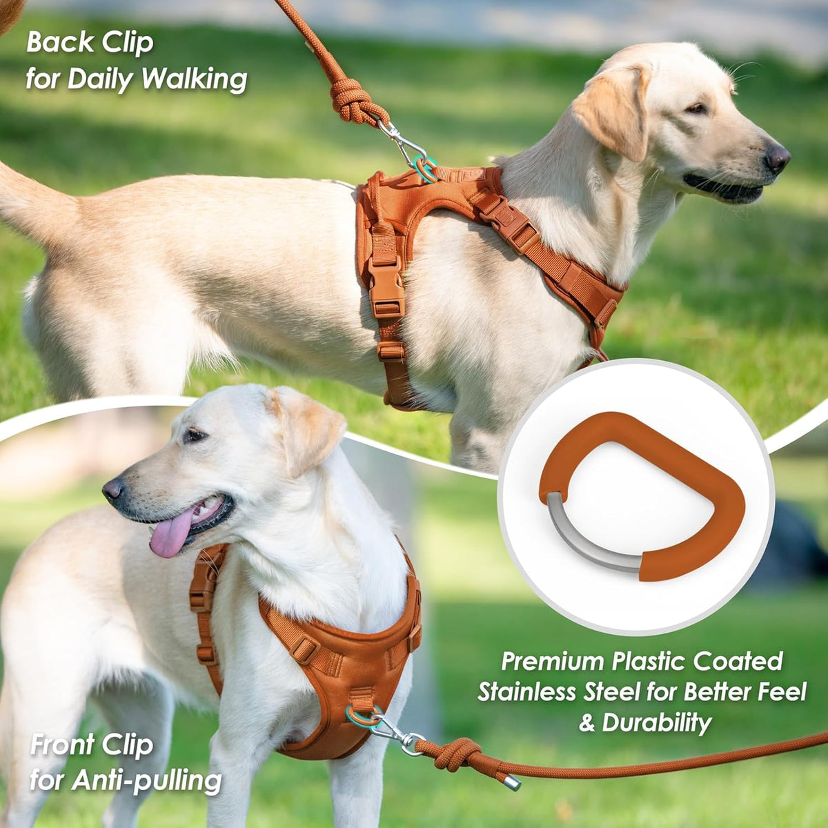 No Pull Dog Harness, Puppy Vest with Front Clip for Small Medium Large Sized Dog(Carmel Brown,XL)