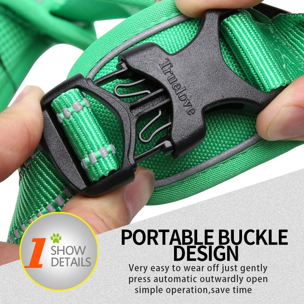 Truelove No Pull Dog Harness with Easy Control Handle and 2 Leash Attachments,Reflective Adjustable Pet Vest
