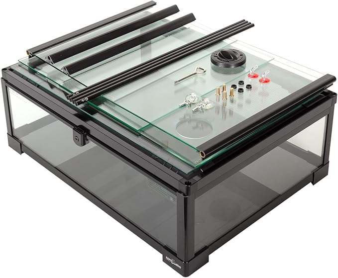 REPTIZOO 45 Gallon Glass Reptile Terrarium 24" x 18" x 24" Knock-Down Reptile Tank with Double Hinge Door and Top Screen Ventilation Easy Assembly Terrarium