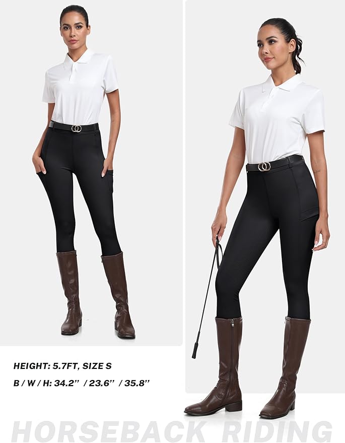MoFiz Women's Silicone Full Seat Horse Riding Pants Zipper Pockets Equestrian Breeches Riding Tights