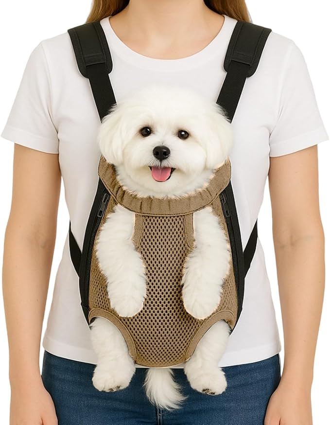 Dog Backpack Carrier, Adjustable Pet Front Carriers, Legs Out Carrying Sling Travel Bag for Small Medium Dogs 2.5-4 Lbs, Soft Wearable Puppy Chest Carry Backpacks for Walking/Hiking/Camping/Traveling