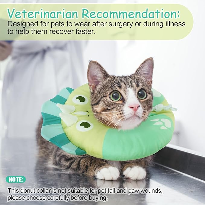 BEAUTYZOO Cat Cone Collar - Adjustable, Soft, Protective Donut Collar for Cats & Kittens, Alternative to Plastic Cones, Stops Licking After Surgery