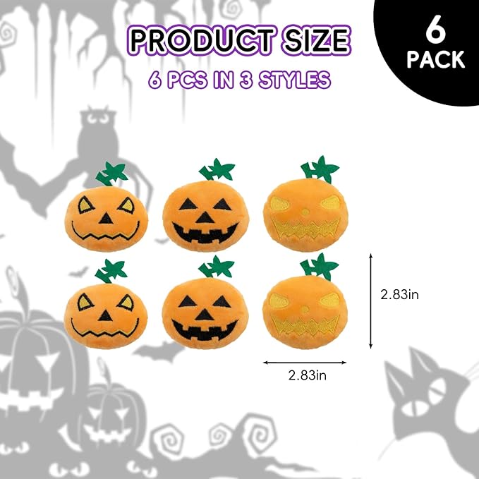 6pcs Halloween Pumpkin Catnip Toy，Hallowen Indoor Pumpkin Shaped Cat Toy Plush Interactive Chew Bite Toys for Cat Kitten Indoor Festive Holiday Cat Lover Gift