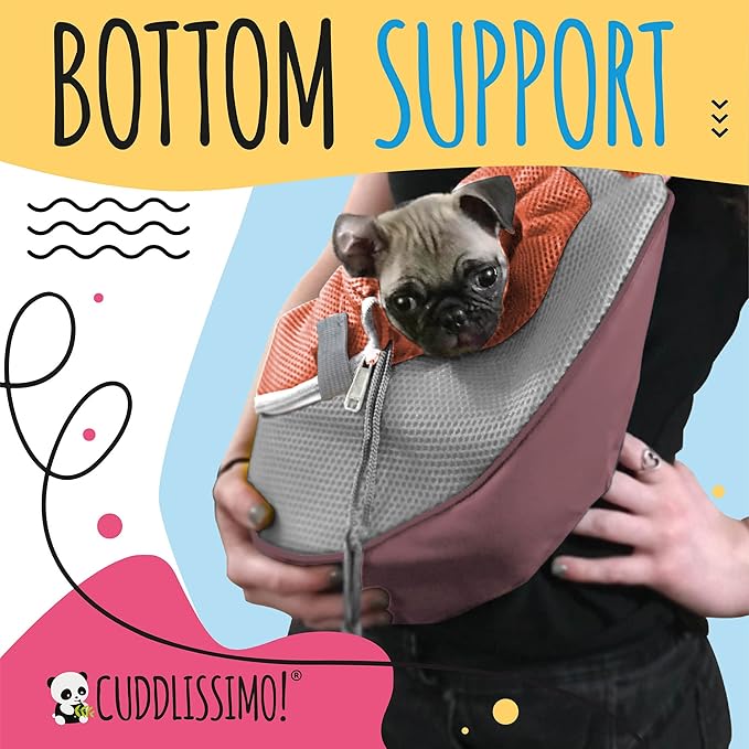 Pet Sling Carrier - Carefully Sized for Teacup & Toy Breed Puppies & Cats (Under 6lb) - Soft Pouch for Small Dogs, Yorkies, Chihuahuas - Ideal for Hands-Free Travel & Walks (Red)