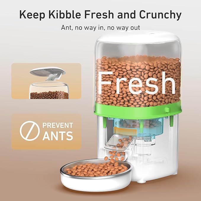 Automatic Cat Feeder - 4L Timed Auto Pet Feeder for Cat and Dog with Dry Food Dispenser, 180-day Battery Life, 1-6 Meals Per Day, 1-16 Portion, Desiccant Bag Keeps Food Fresh