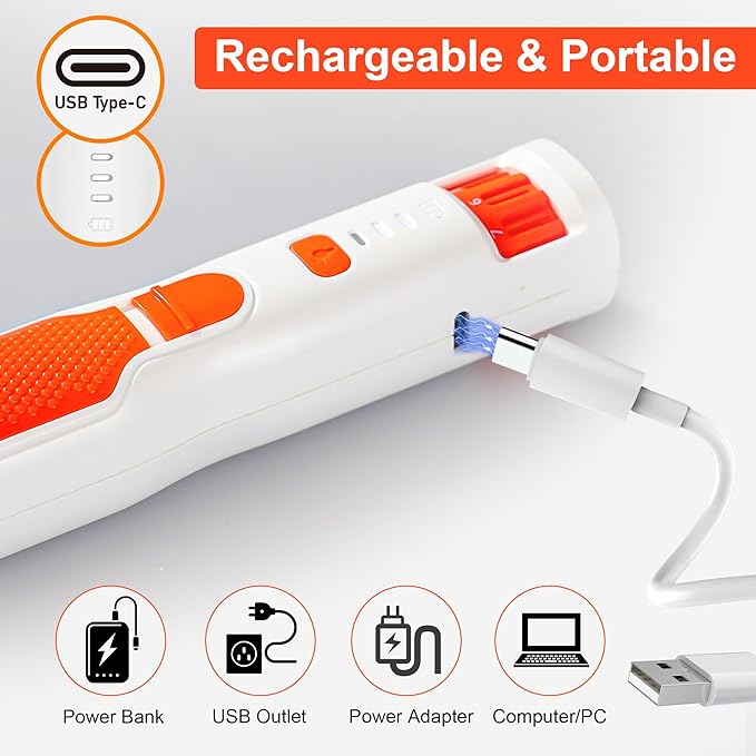 Dog Nail Grinder 7-Speed & 360° LED Light, Professional Pet Nail Grinder for Dogs and Cats, Electric Dog Nail Trimmer Painless Paws Grooming & Smoothing Tool for Large Medium Small Dogs Cats Pets