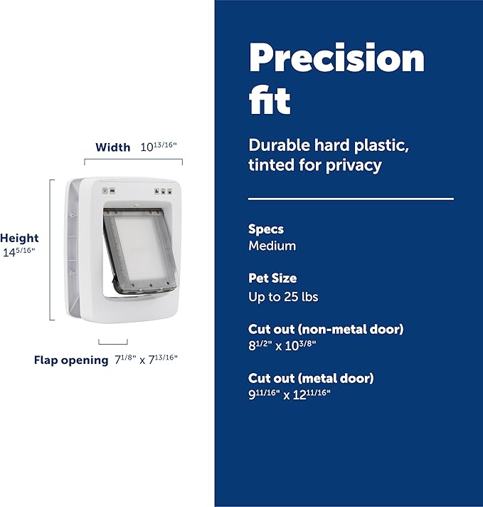 SmartDoor™ Never Rust Connected Pet Door, Dog and Cat, Selective Entry and Exit, App Enabled Pet Door, Smart Device, Smartphone Controlled, Customize Schedule, Multiple Pets, Medium