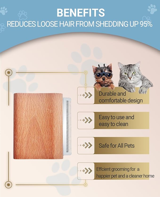 Dog Brush for Shedding | Pet Hair Removal Tool, Cat Grooming Supplies, Deshedding Dog Brush | Combs for cleaning and grooming short and long hair (S (3 Inch))
