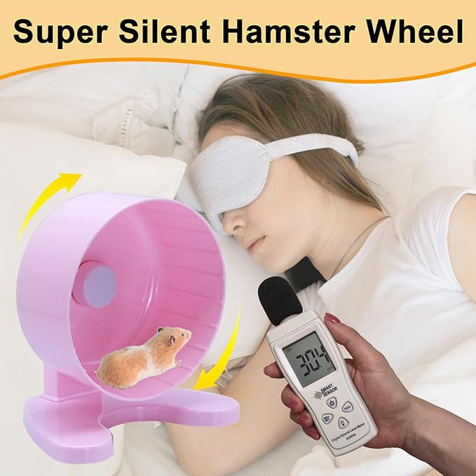Hamster Wheel, 6.5" Super-Silent Exercise Wheels, Dual-Bearings Quiet Spinner Running Wheels, 3 Installation Methods, Fits Any Hamster Cage, Hamsters Toy for Dwarf Hamsters, Gerbils, and Small Pets.