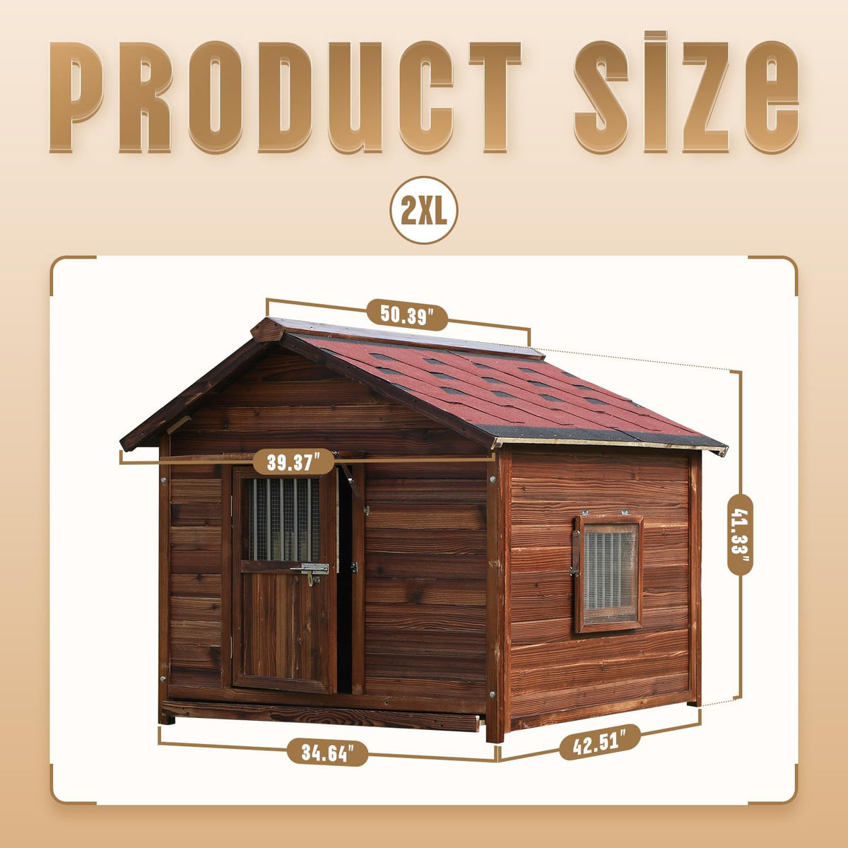 Extra Large Dog House Outdoor Made of Solid Pine Wood, Warm Doghouse, Dog House with Elevated Floor for Large Dogs, (Wood, 2XL)